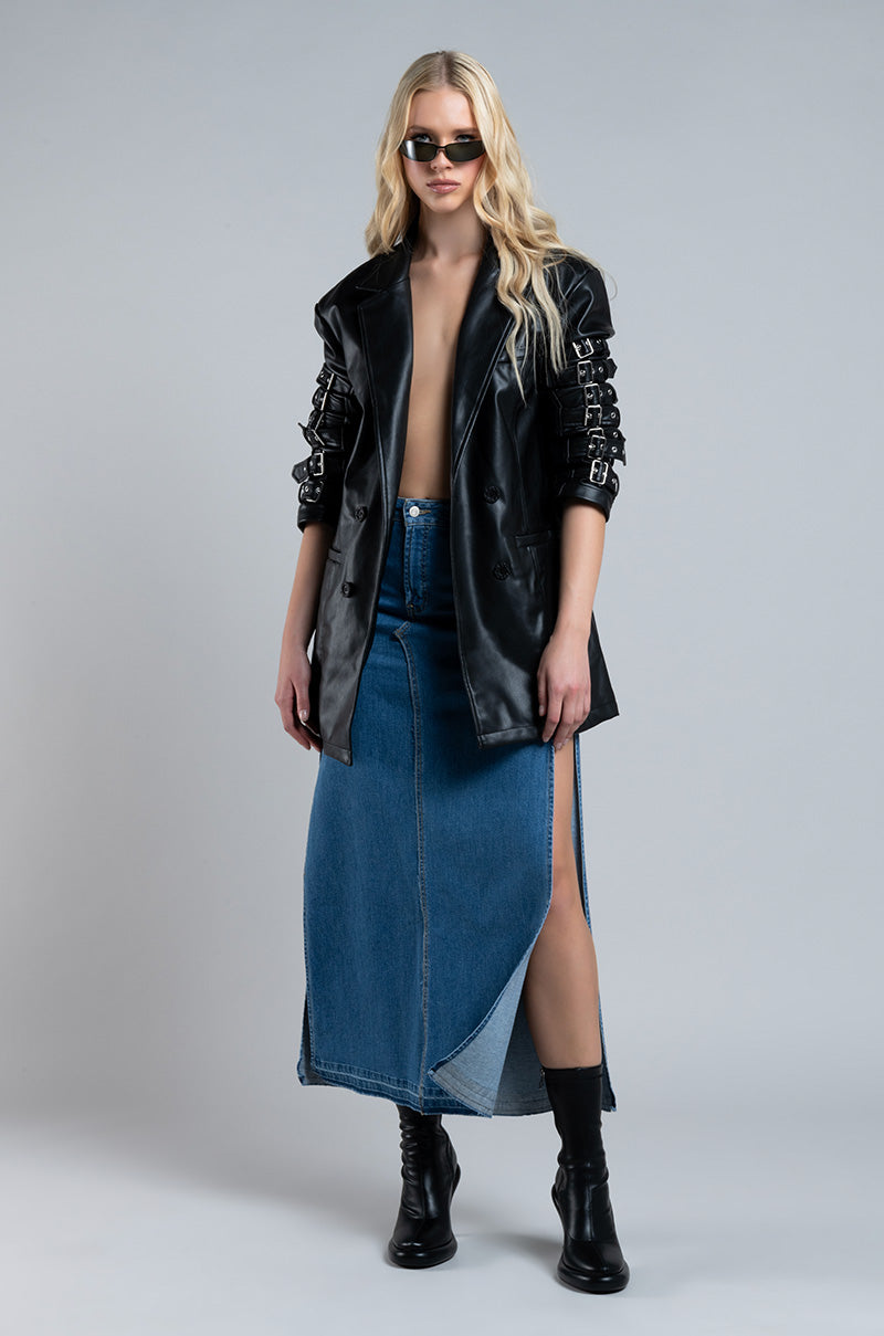 Extra View Natalie Double Side Slit Denim Skirt