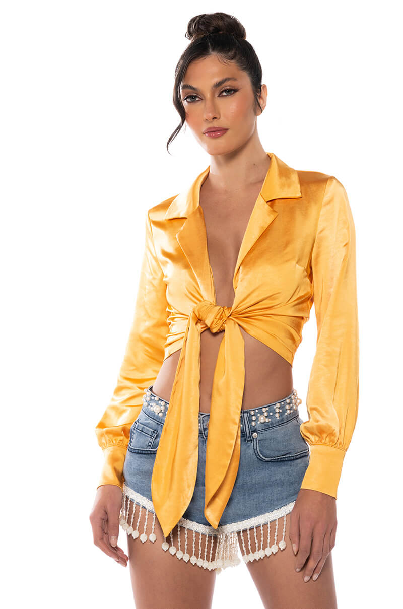 Front View Natalie Tie Front Blouse