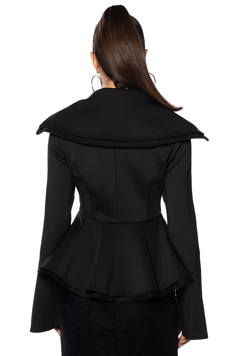 Full View Natasha Double Collar Peplum Zip Up 4