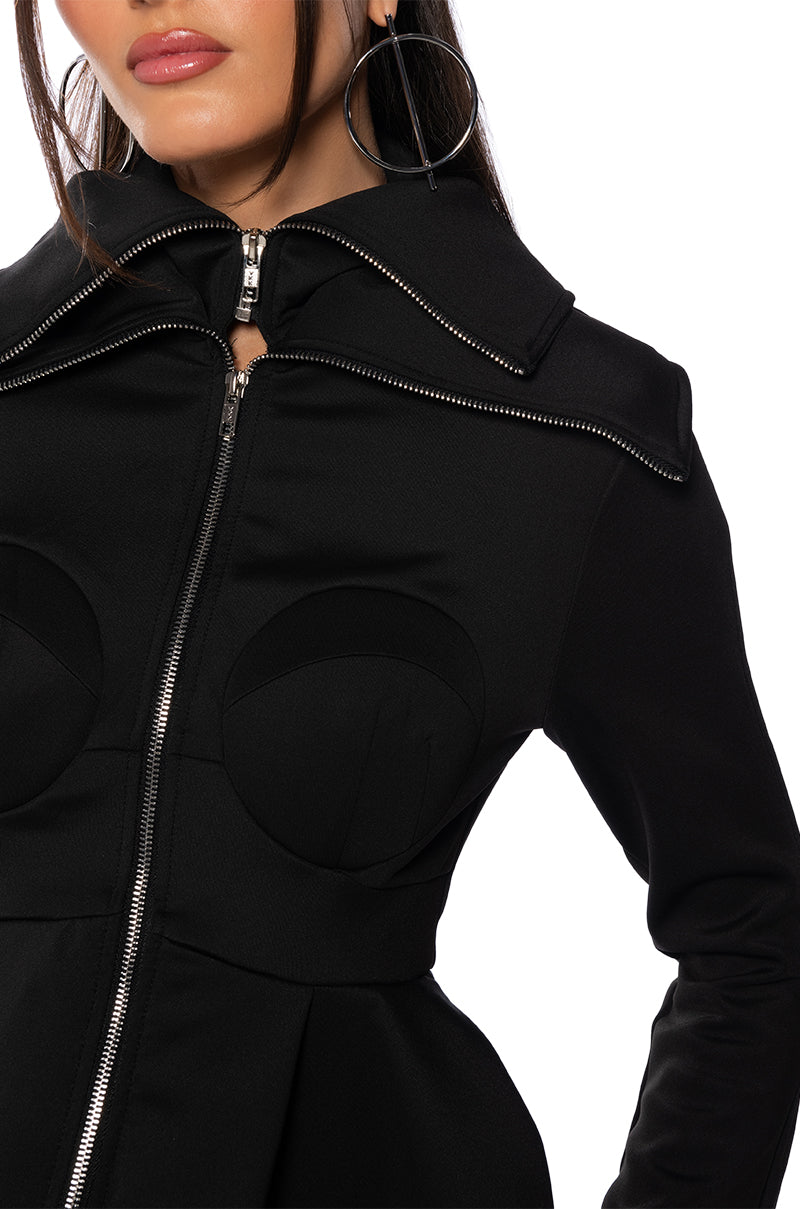 Extra View Natasha Double Collar Peplum Zip Up 5