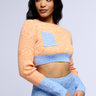 Front View Natural Occurrence Ribbed Knit Cropped Sweater