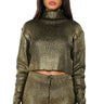 Front View Nebula Metallic Coated Turtleneck Sweater