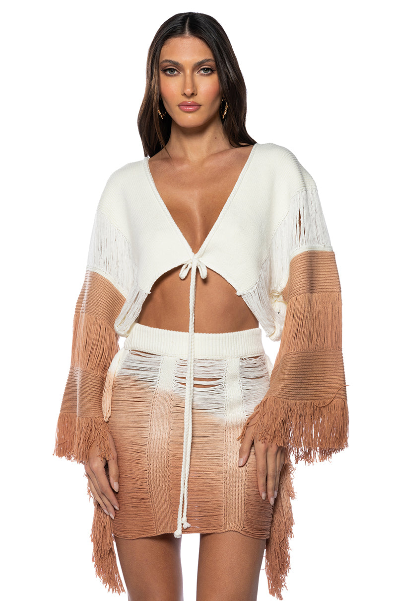 NEED A FLIGHT FRINGE CROP CARDIGAN view 0