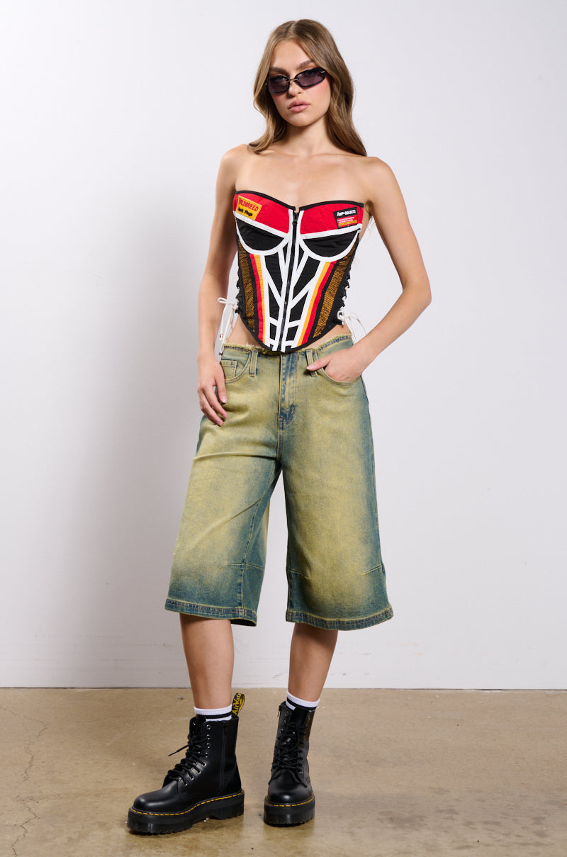 Extra View Need For Speed Zip Up Front Corset Top
