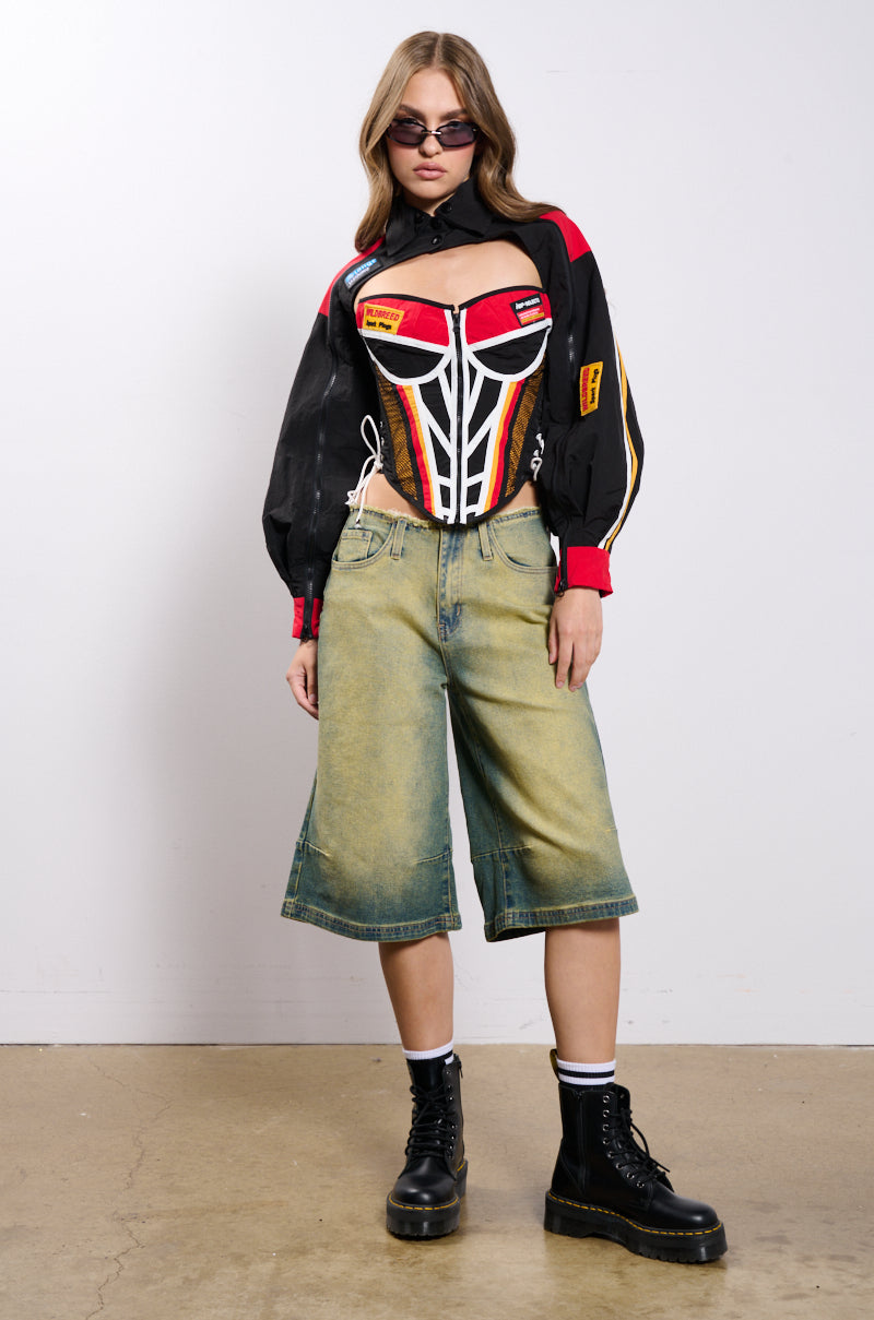 Extra View Need For Speed Zip Up Front Corset Top