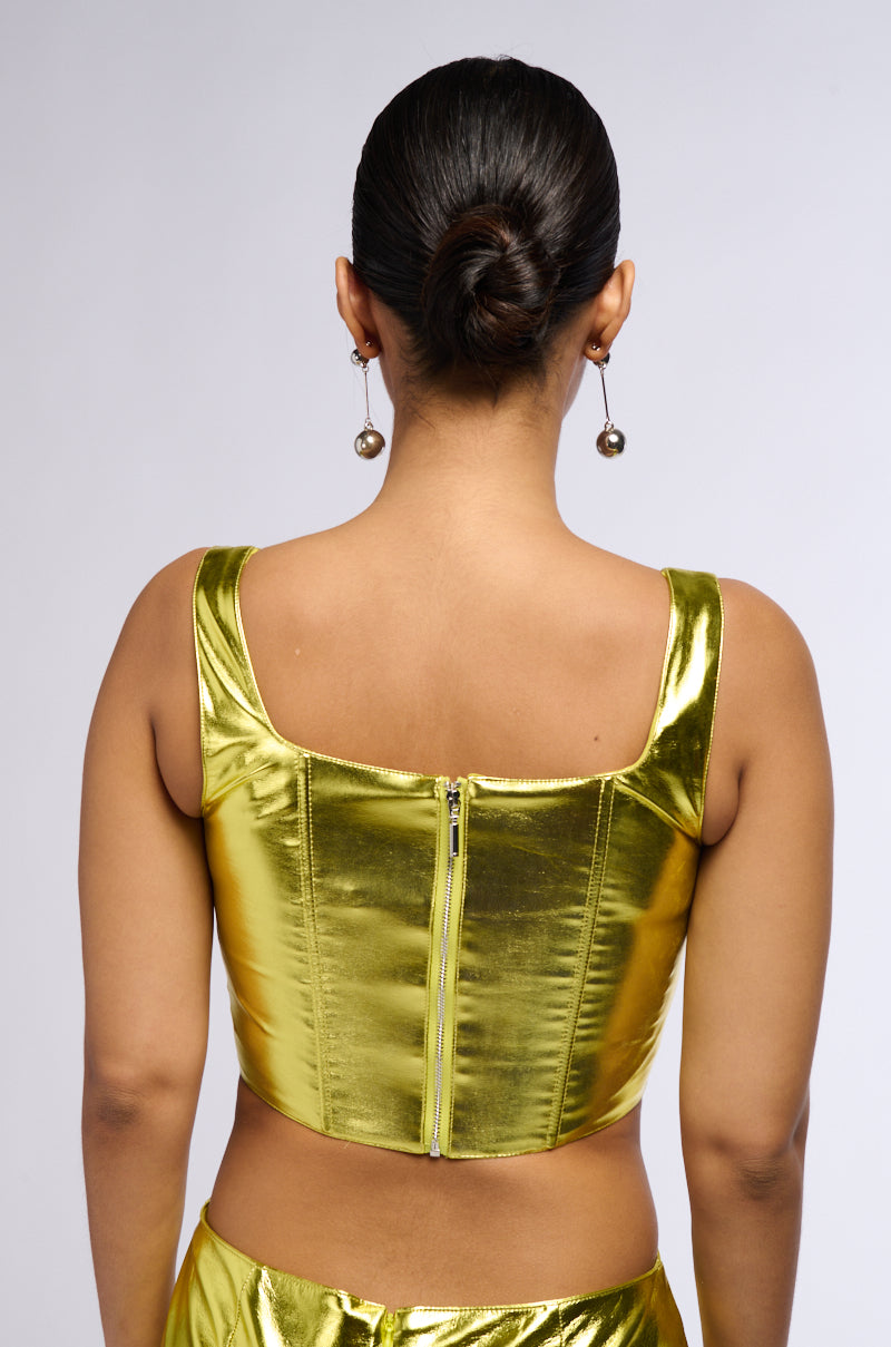 Detail View Need You Tonight Metallic Faux Leather Corset 3