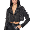 Front View Nefeli Luxe Rhinestone Stud Moto Jacket By Azalea Wang