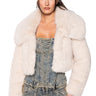 Front View Nefty Faux Fur Jacket In Cream