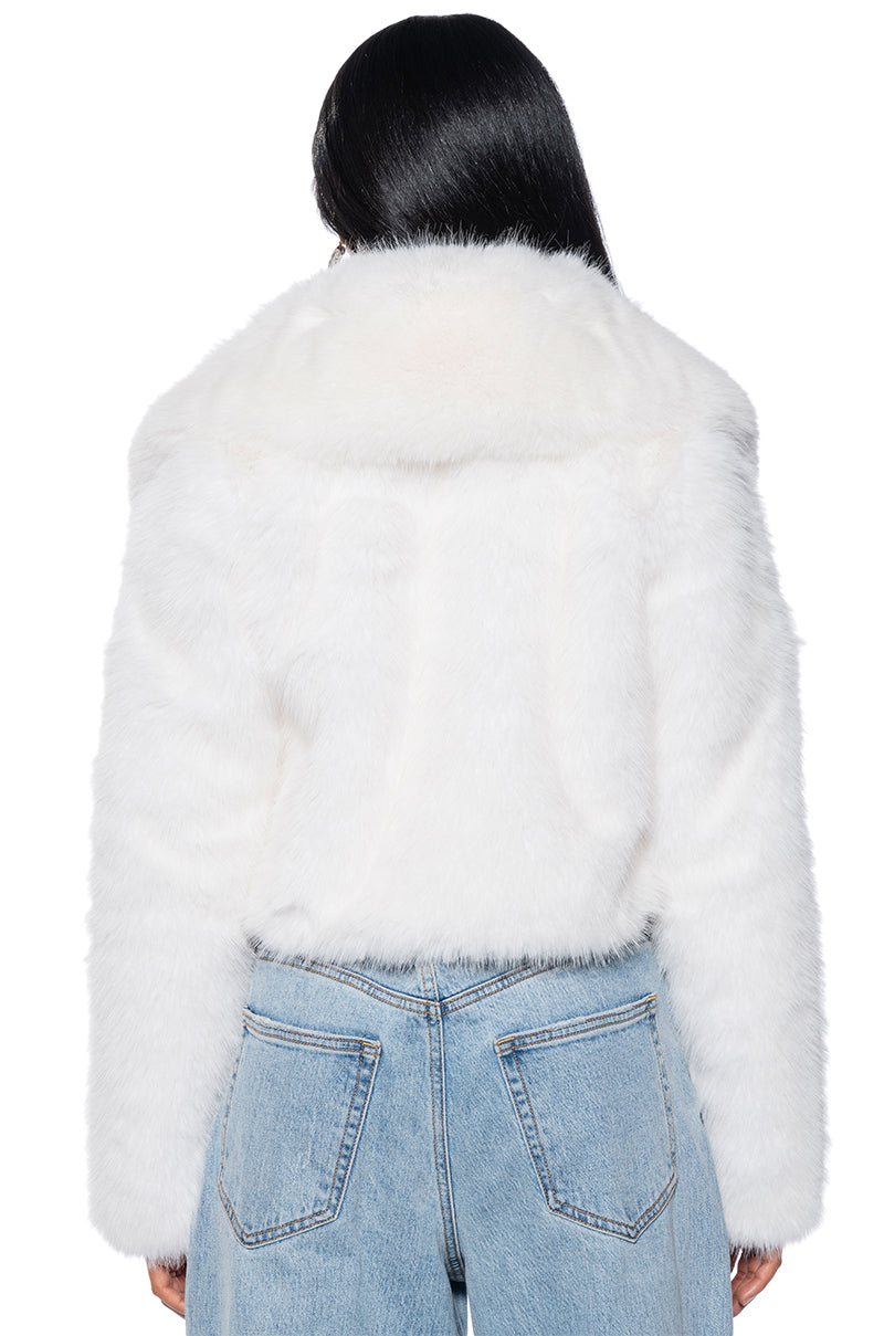 Full View Nefty Soft Faux Fur Jacket In White