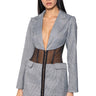 Front View Nemy Plaid Corset Blazer