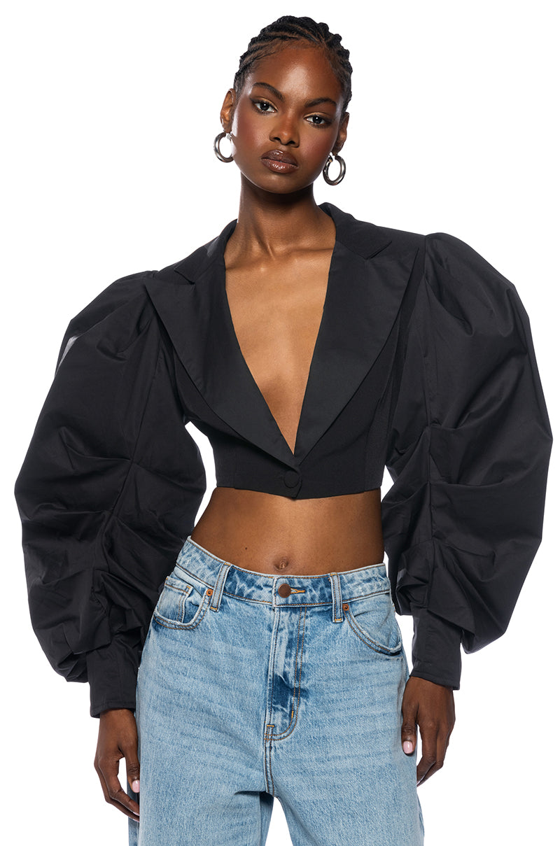 NENA PUFF SLEEVE CROP BLAZER view 0