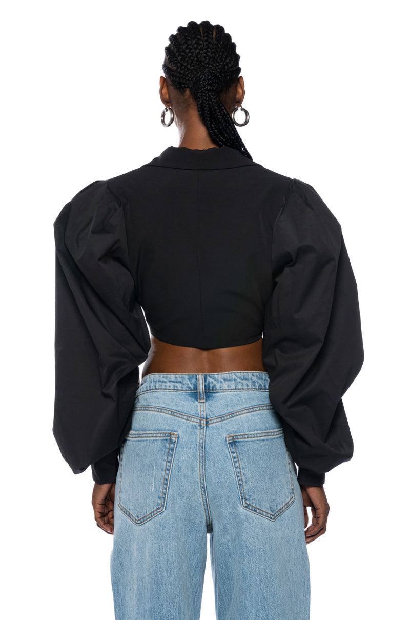 Extra View Nena Puff Sleeve Crop Blazer