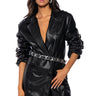 Front View Neo Buckled Longline Pu Blazer