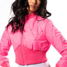 Front View Neon Icon Puffer Bomber With Rhinestones