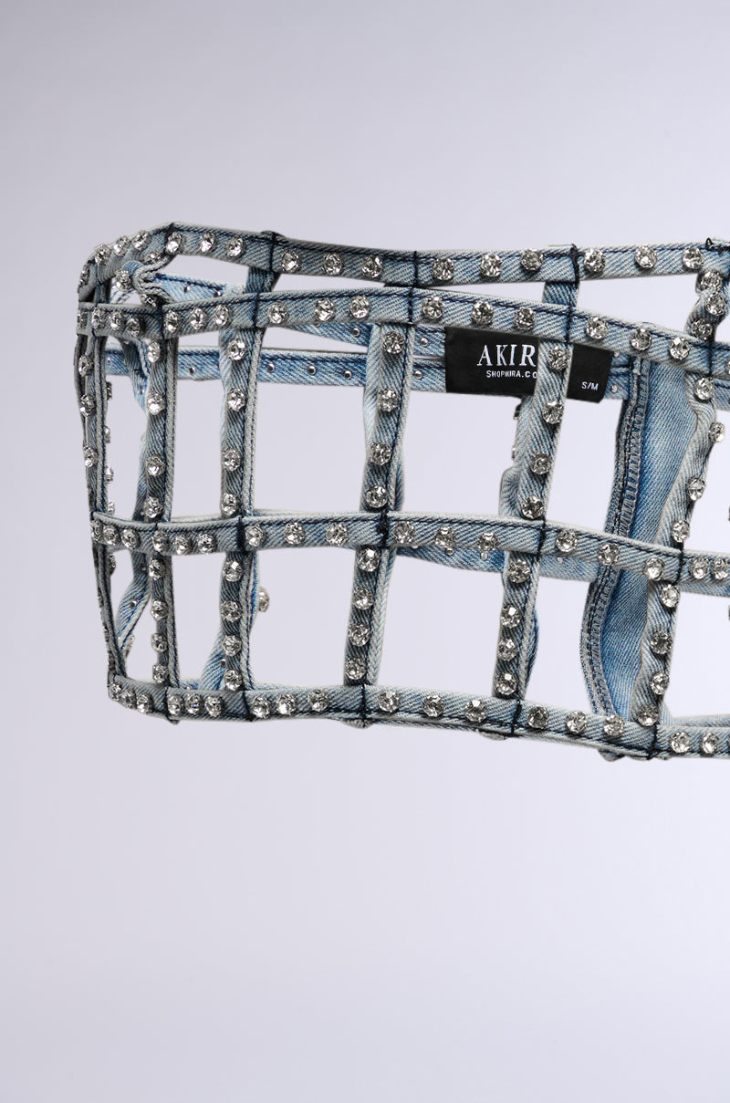 Full View Never Caged Denim Corset Belt