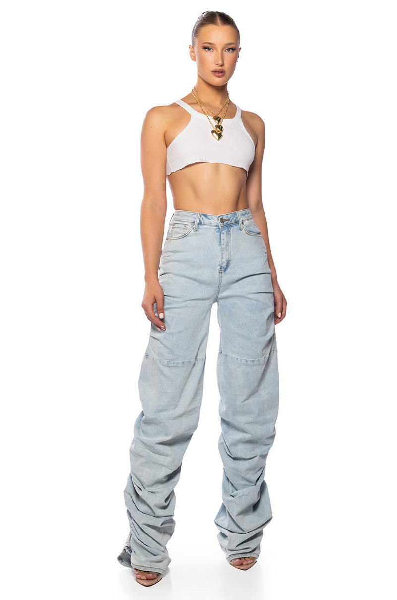 Detail View Never Change Ruched Relaxed Fit Jeans