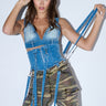 Front View Never Cheap Rhinestone Belt In Blue