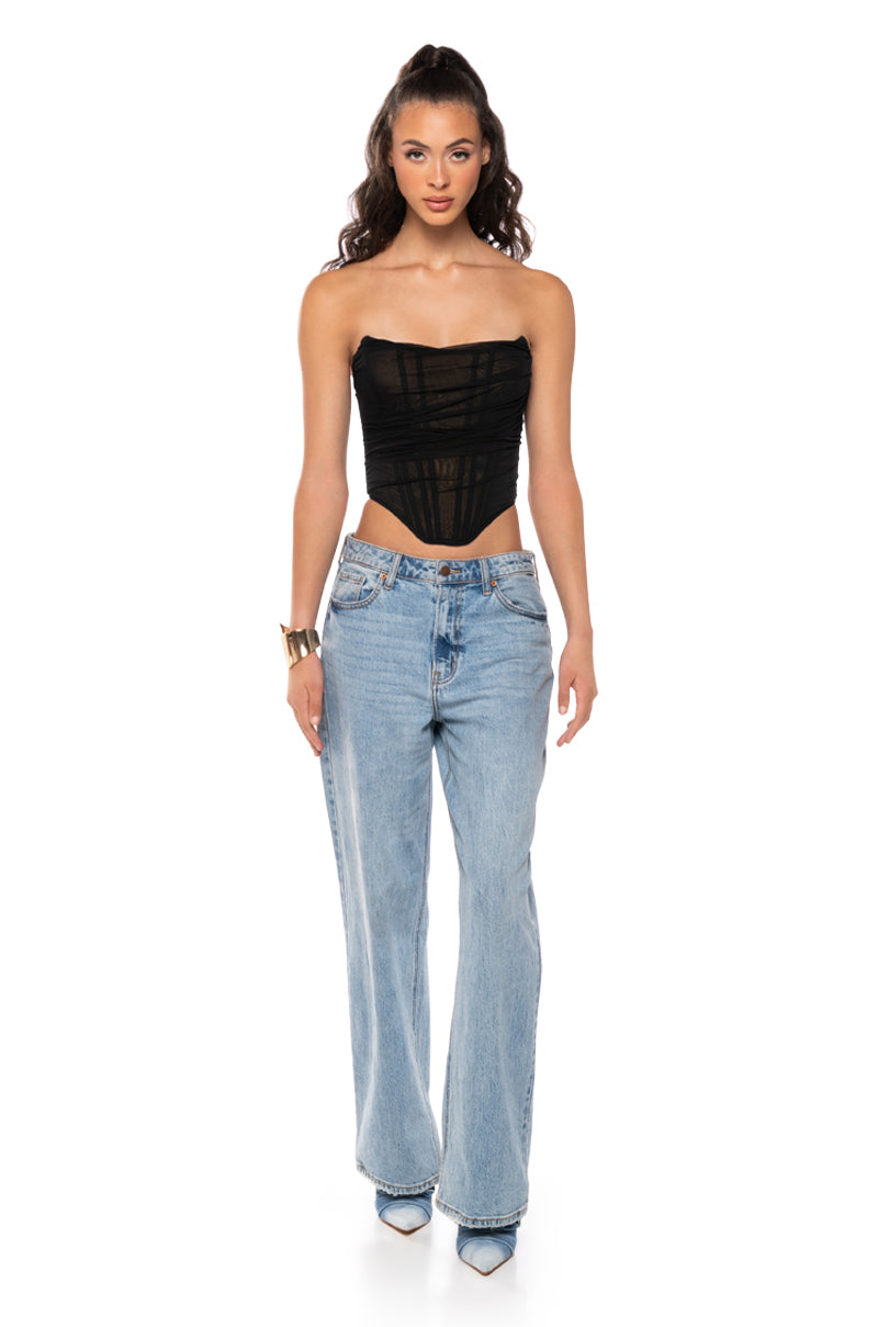 Side View Never Controversial Structured Mesh Corset Top