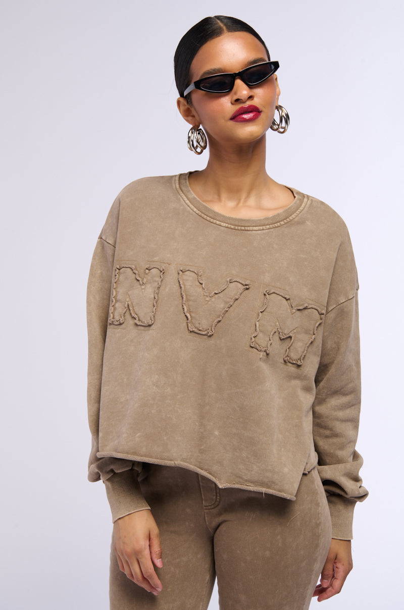 NEVER MIND BABE CROPPED MINERAL WASH SWEATSHIRT view 0