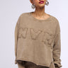 Front View Never Mind Babe Cropped Mineral Wash Sweatshirt