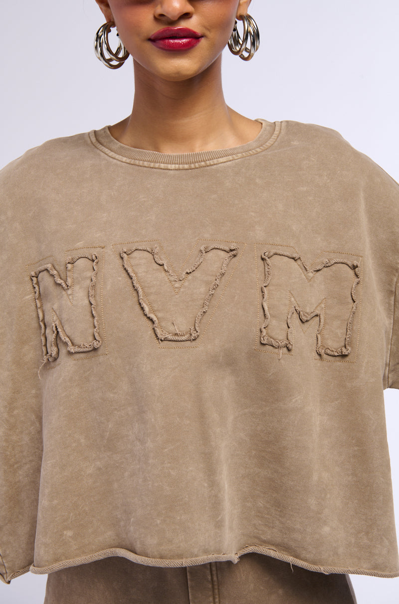 Full View Never Mind Babe Cropped Mineral Wash Sweatshirt