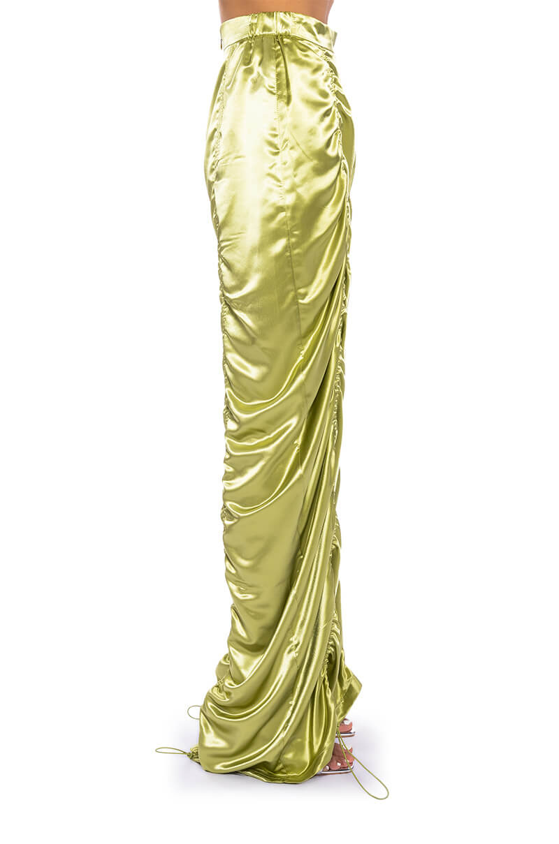 Extra View Never Regular Cinched Satin High Rise Pants