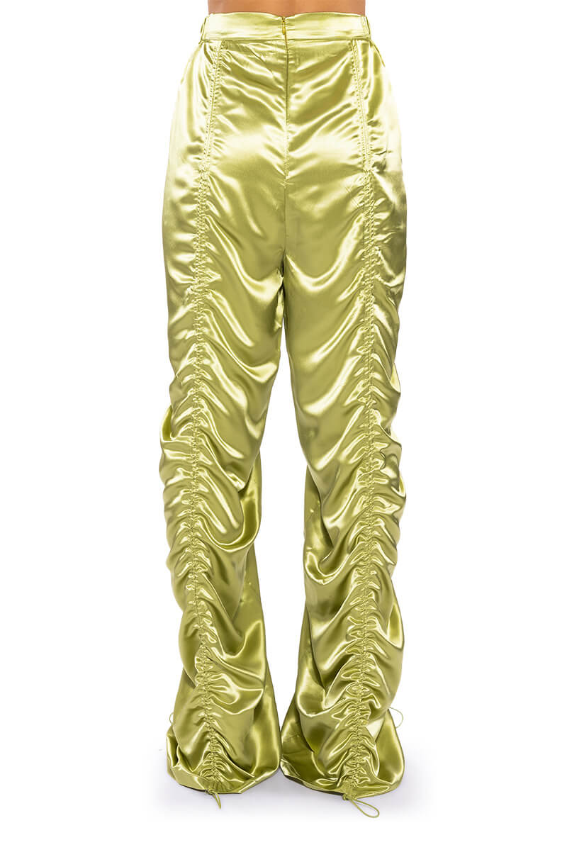 Extra View Never Regular Cinched Satin High Rise Pants