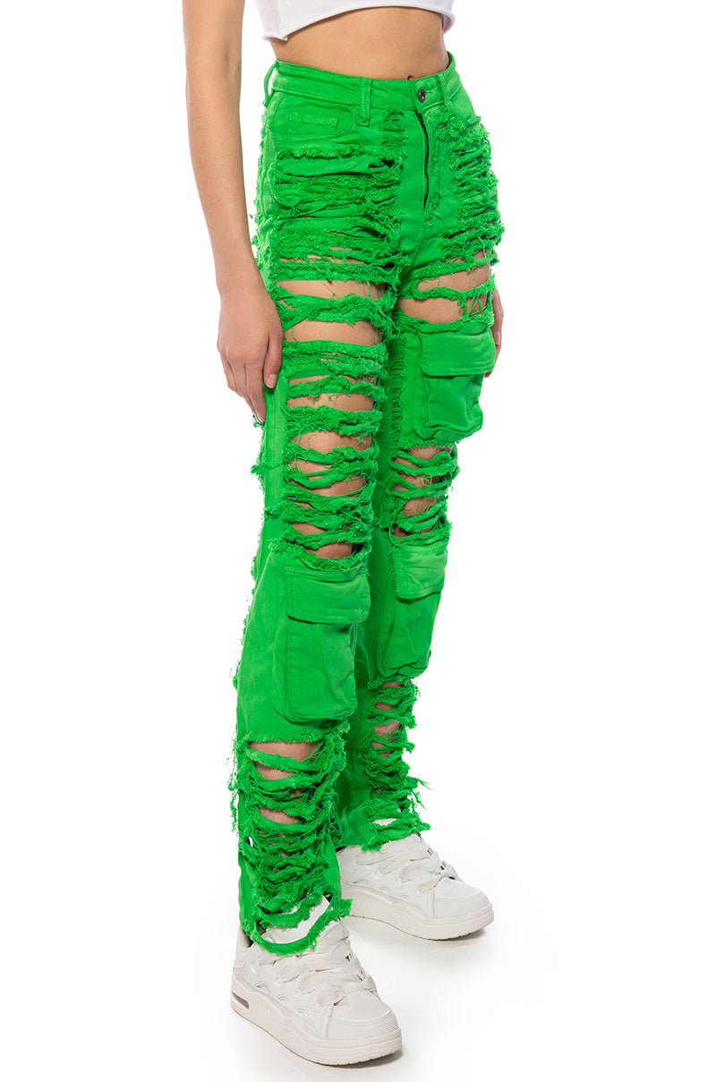 NEVER STRESSED DISTRESSED RELAXED FIT JEANS view 0