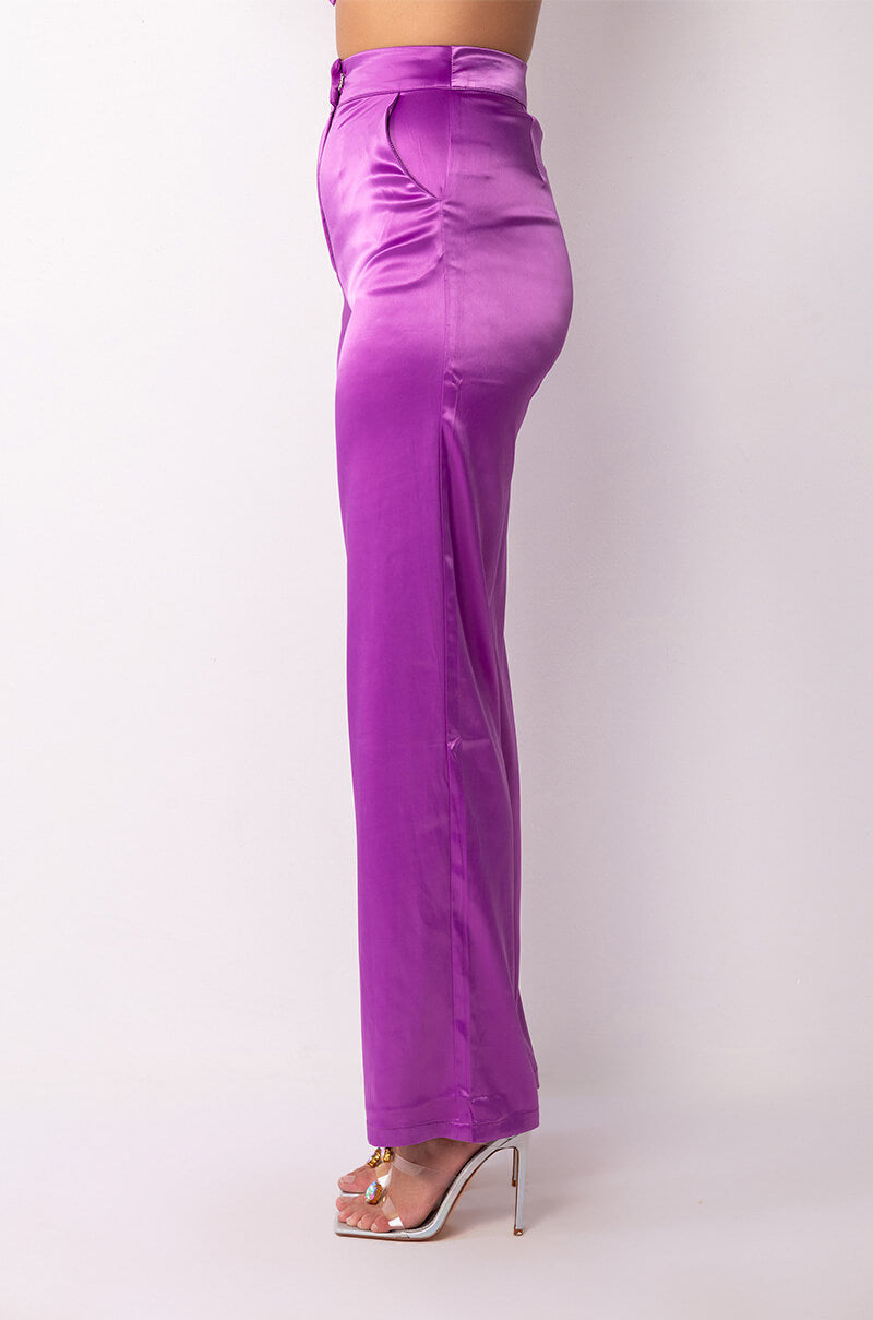 Detail View New Horizons Satin Wide Leg Trousers