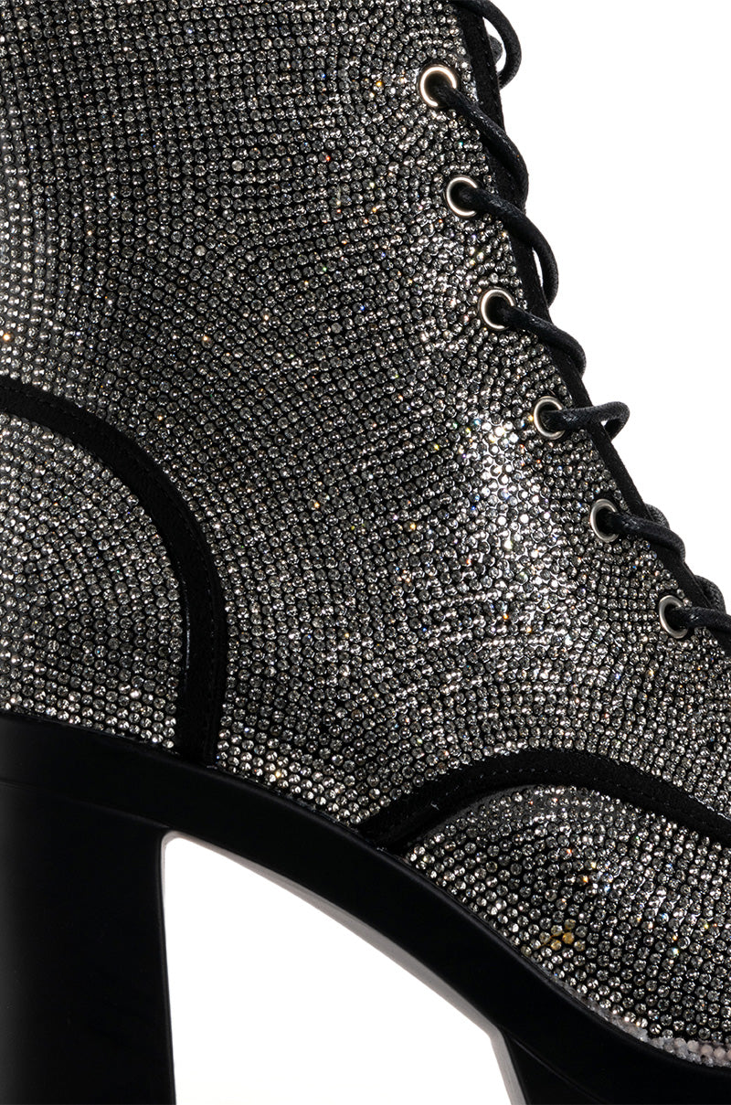 Full View New Story Rhinestone Lace Up Bootie 