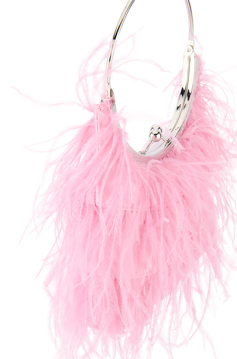 Detail View New Year Same Me Feather Purse In Pink