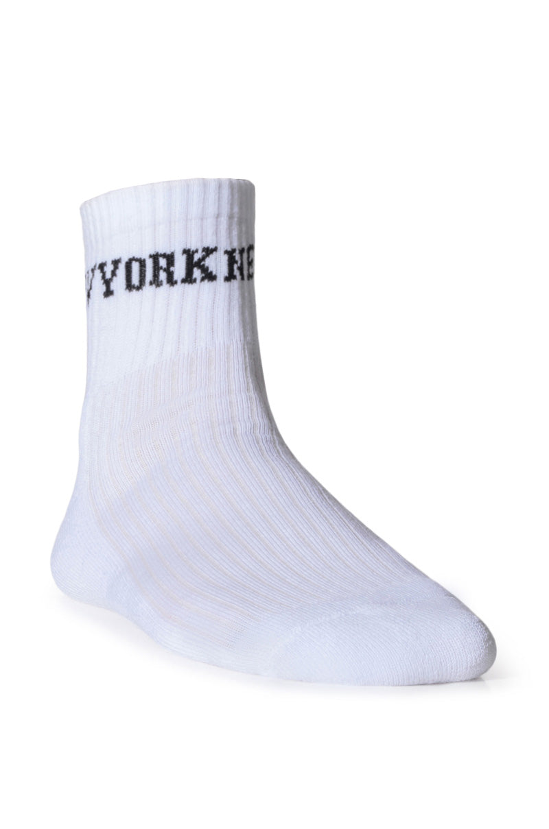 Back View New York White Socks