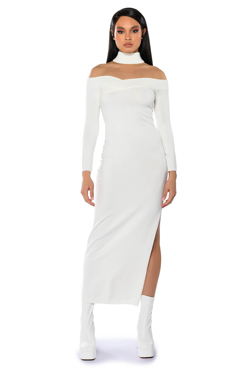 Front View Next Level V Neck Knit Maxi Dress