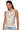 Front View Nia Chain Embellished Ribbed Tank In White