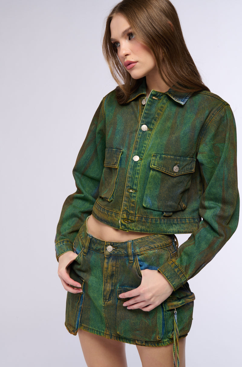 Side View Night Gazing Colorful Denim Jacket