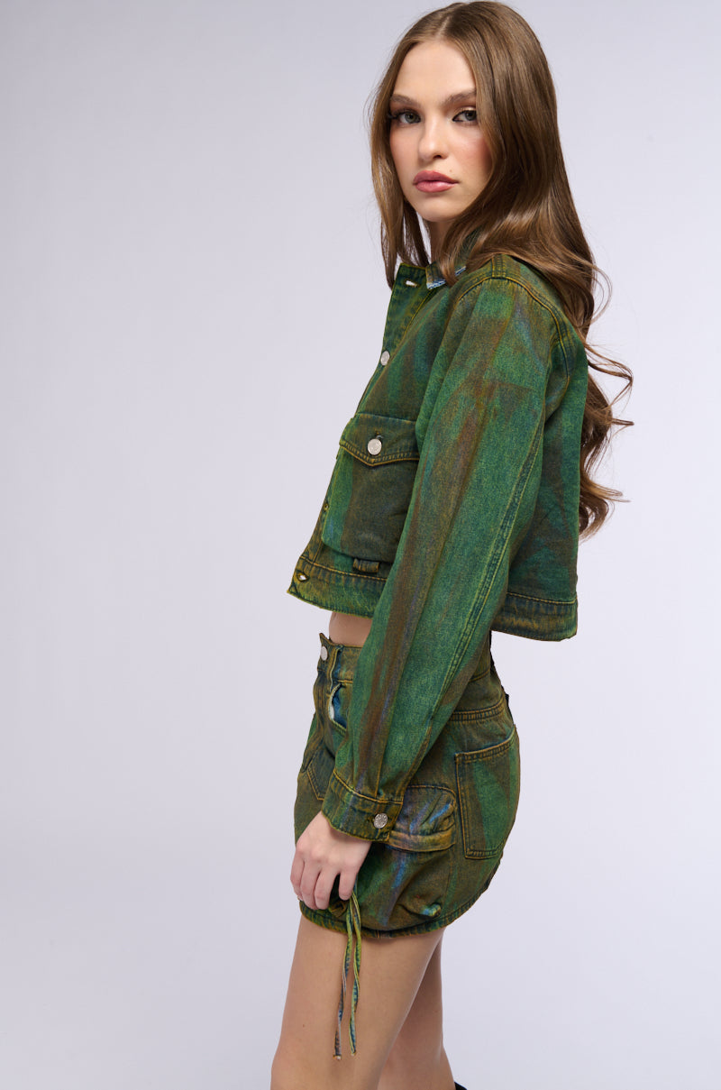 Back View Night Gazing Colorful Denim Jacket