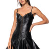 Front View Night Out Lace Up Faux Leather Mini Dress