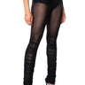 Front View Night Out Ruched Mesh Legging In Black