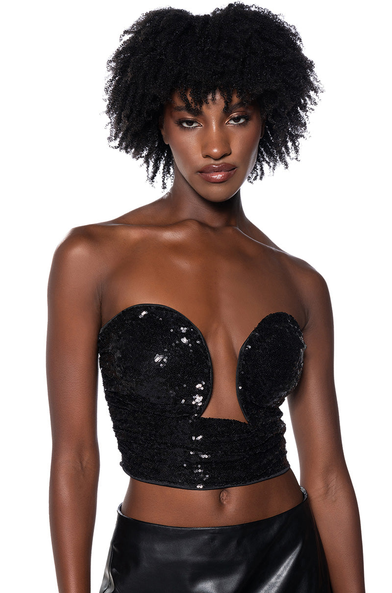 NIGHT OUT SEQUIN CORSET TOP view 0