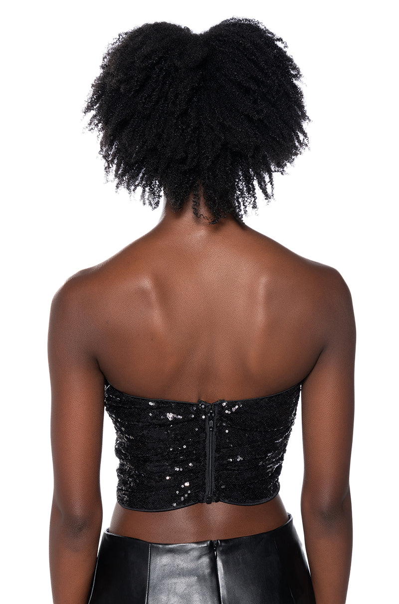 Detail View Night Out Sequin Corset Top