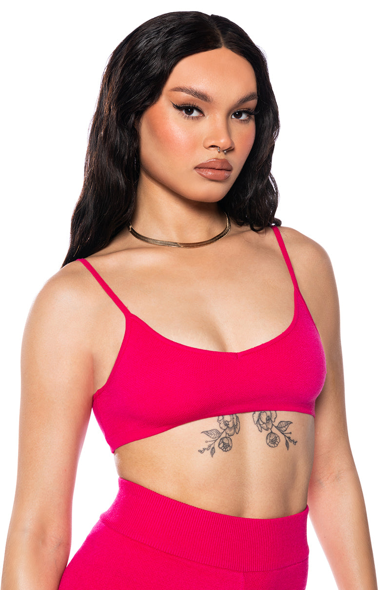 Front View Nights Alone Cozy Knit Bralette Top