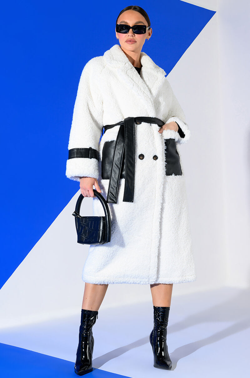 NINA TEDDY COAT WITH PU TRIM view 0