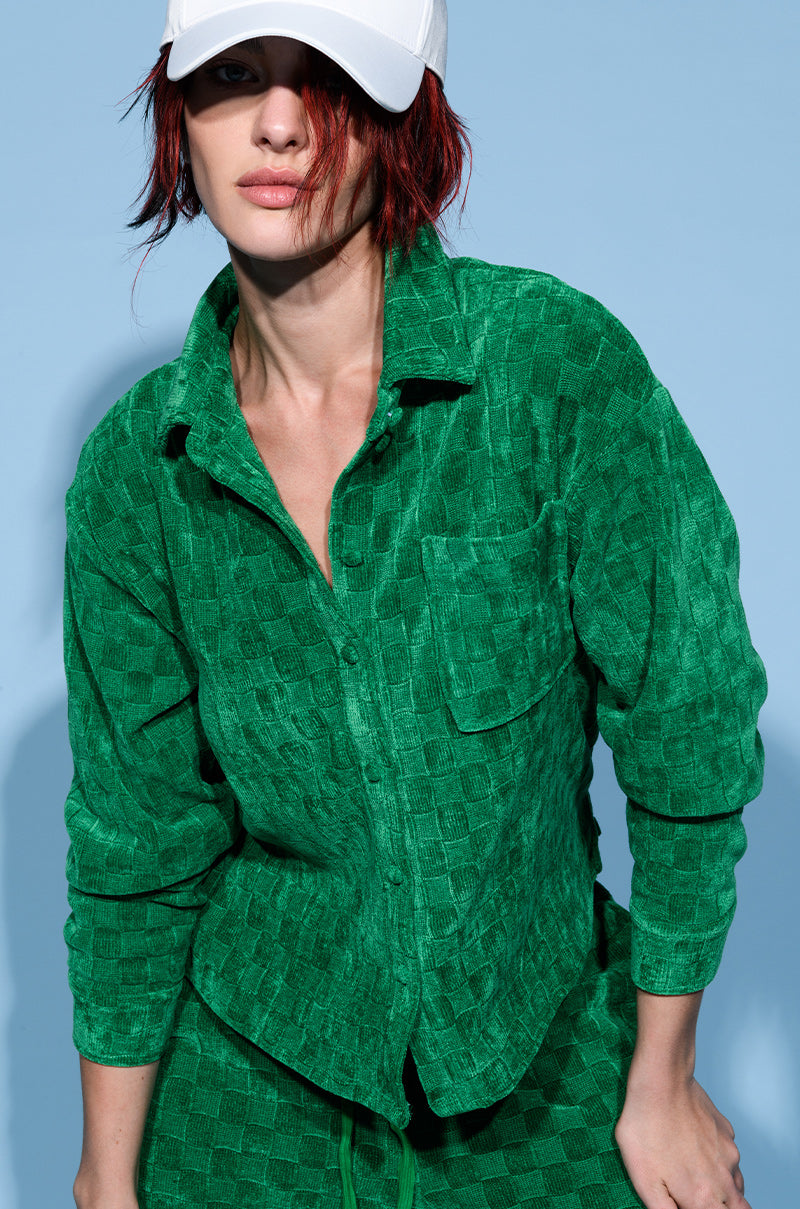 Front View Nina Textured Button Down Shirt