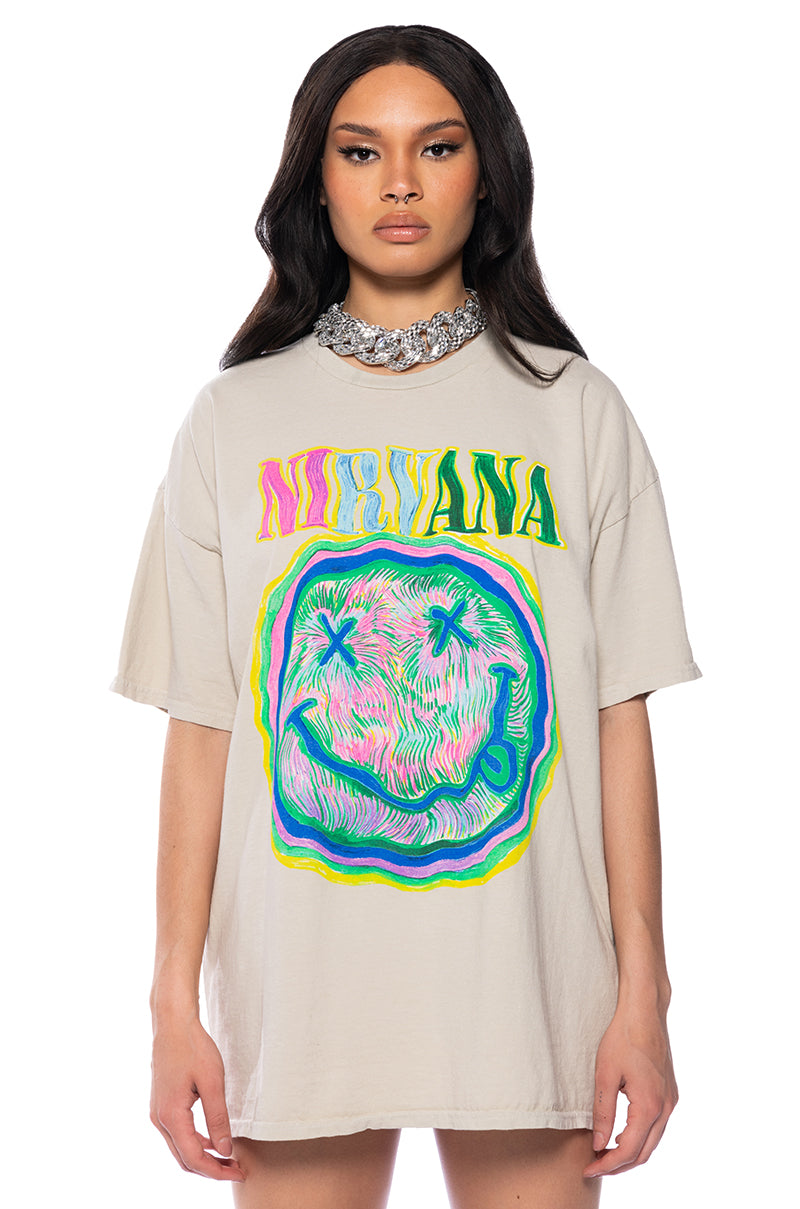 Front View Nirvana Trippy Graphic Tee