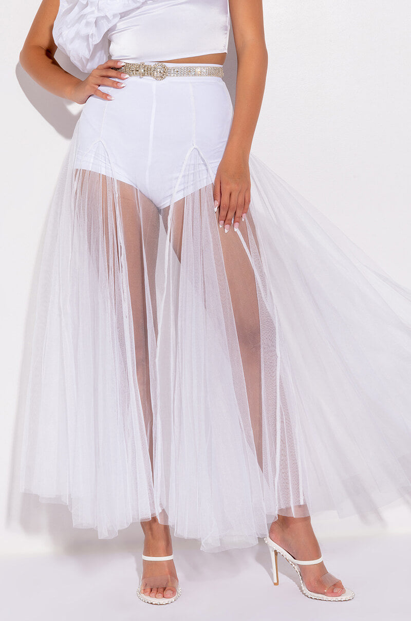 Front View No Angel Sheer Maxi Skirt
