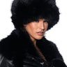 Front View No Budget Foldover Faux Fur Beanie In Black