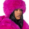 Front View No Budget Foldover Faux Fur Beanie In Pink