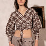 Front View No Fronting Cropped Plaid Top