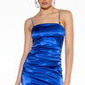 Front View No Limit Satin Mini Dress With Rhinestone Straps