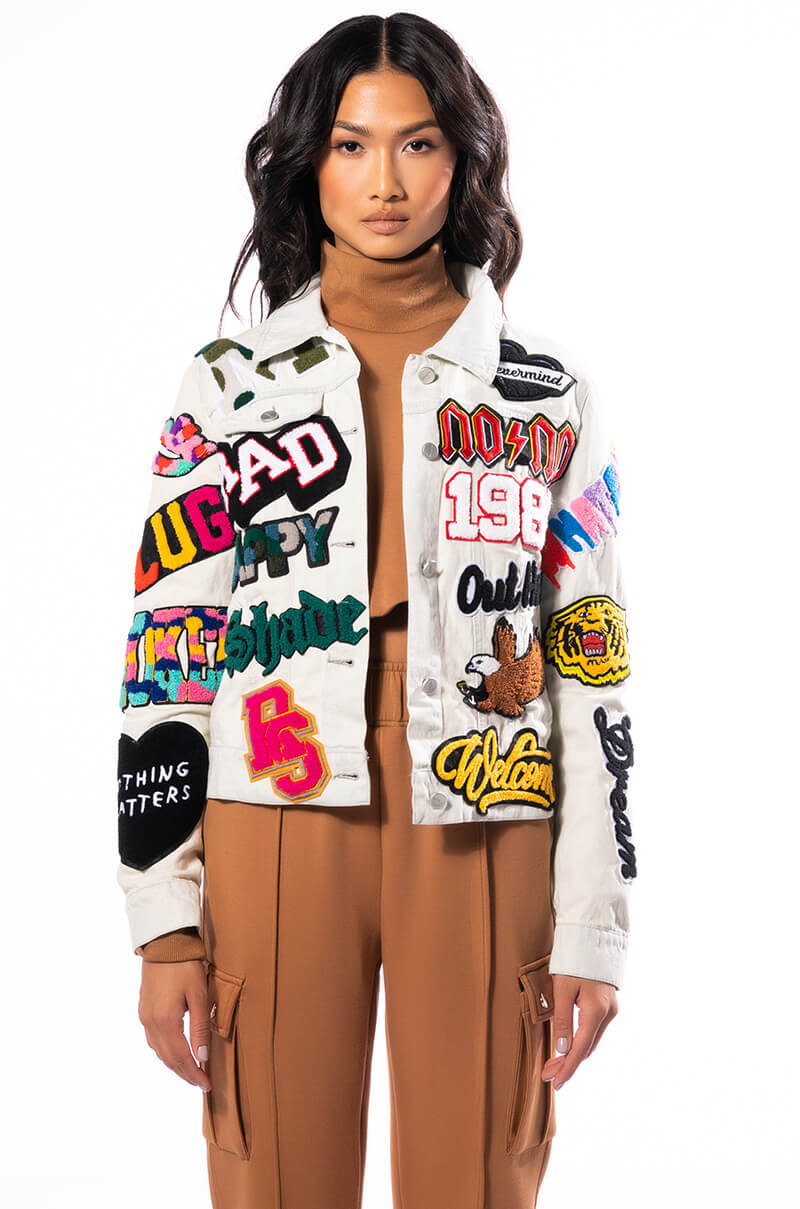 Detail View No No Multi Patchwork Denim Jacket